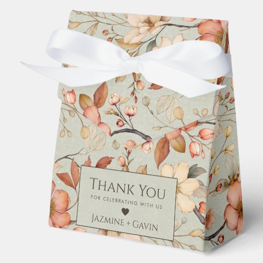 Gepersonaliseerde Sage Green Wildflower Baby showe Bedankdoosjes (Voorkant)