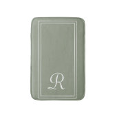 Gepersonaliseerde Sage Groen Wit Gestreept Monogra Badmat (Voorkant Verticaal)