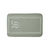 Gepersonaliseerde Sage Groen Wit Gestreept Monogra Badmat (Voorkant)