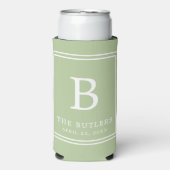 Gepersonaliseerde Sage Groene Bruiloft Koelbox Seltzer Blikjeskoeler (Seltzer Voorkant)
