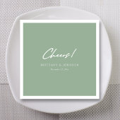 Gepersonaliseerde Sage Groene "Proost" Script Brui Servet