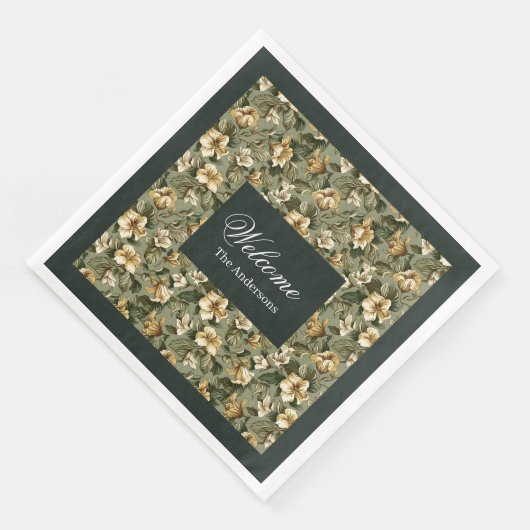 Gepersonaliseerde Sage Groene servetten Shabby Chi (Hoek)