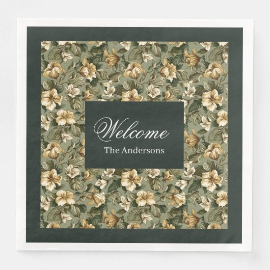 Gepersonaliseerde Sage Groene servetten Shabby Chi (Voorkant)