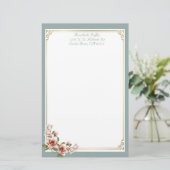 Gepersonaliseerde Sage Magnolia Briefpapier (Staand voorkant)