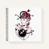 Gepersonaliseerde Sagittarius Art Deco Lady Notitieboek (Voorkant)