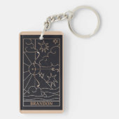 Gepersonaliseerde Sagittarius Zodiac Sign Abstract Sleutelhanger (achterkant)