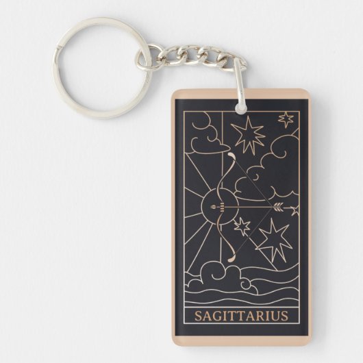 Gepersonaliseerde Sagittarius Zodiac Sign Abstract Sleutelhanger (Voorkant)