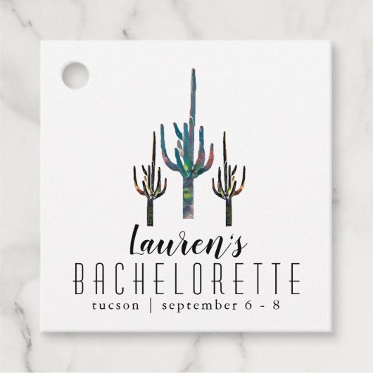 Gepersonaliseerde Saguaro Cactus Bachelorette Bedankjes Labels (Voorkant)