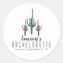 Gepersonaliseerde Saguaro Cactus Bachelorette Ronde Sticker