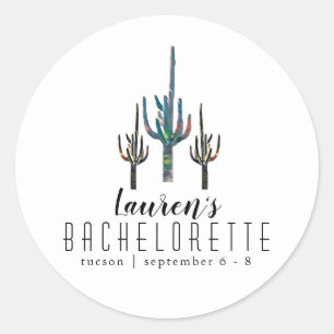 Gepersonaliseerde Saguaro Cactus Bachelorette Ronde Sticker
