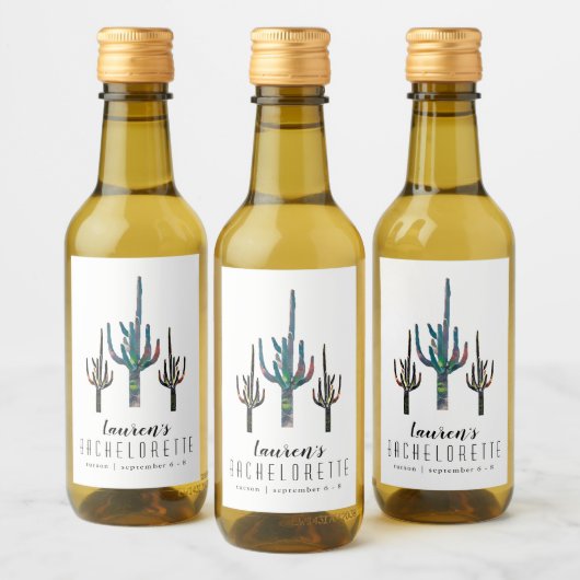 Gepersonaliseerde Saguaro Cactus Bachelorette Wijn Etiket (Flessen)