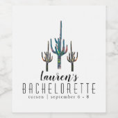 Gepersonaliseerde Saguaro Cactus Bachelorette Wijn Etiket