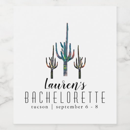 Gepersonaliseerde Saguaro Cactus Bachelorette Wijn Etiket (Enkel label)