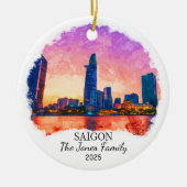 Gepersonaliseerde Saigon Ornament, Vietnam Gift Keramisch Ornament (Voorkant)