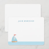 Gepersonaliseerde Sailboat Nautical Note Kaart Notitiekaartje (Voorkant / Achterkant)