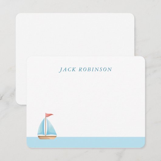 Gepersonaliseerde Sailboat Nautical Note Kaart Notitiekaartje (Voorkant / Achterkant)