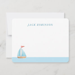 Gepersonaliseerde Sailboat Nautical Note Kaart Notitiekaartje