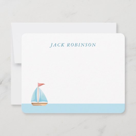 Gepersonaliseerde Sailboat Nautical Note Kaart Notitiekaartje (Voorkant)