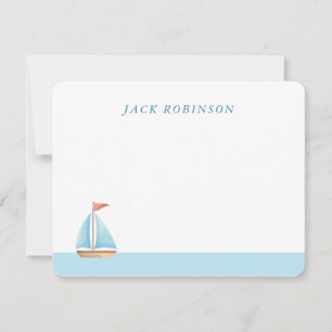 Gepersonaliseerde Sailboat Nautical Note Kaart Notitiekaartje
