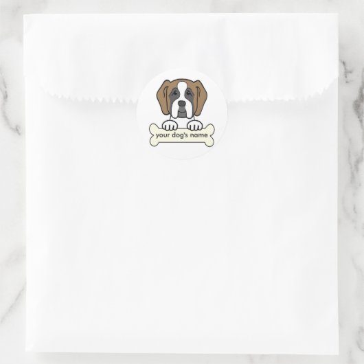 Gepersonaliseerde Saint Bernard Ronde Sticker (Tas)