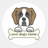 Gepersonaliseerde Saint Bernard Ronde Sticker (Voorkant)