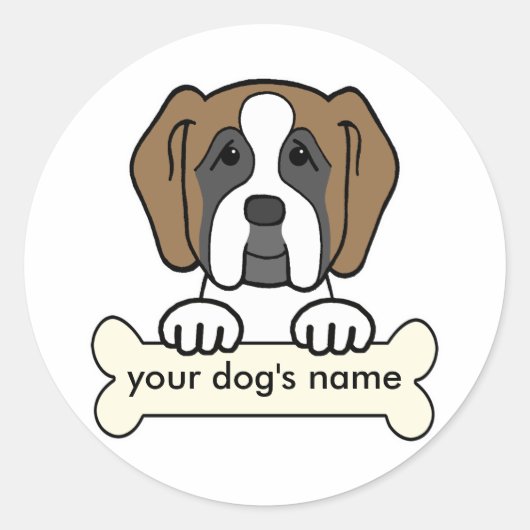 Gepersonaliseerde Saint Bernard Ronde Sticker (Voorkant)
