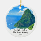 Gepersonaliseerde Saint Lucia Ornament, Caribisch  Keramisch Ornament (Voorkant)