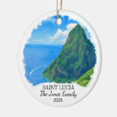 Gepersonaliseerde Saint Lucia Ornament, Caribisch  Keramisch Ornament (Links)