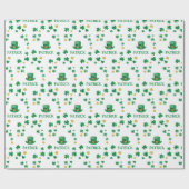 Gepersonaliseerde Saint Patricks Leprechaun Clover Cadeaupapier (Vlak)