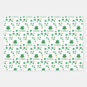 Gepersonaliseerde Saint Patricks Leprechaun Clover Inpakpapier Vel (Voorkant 3)
