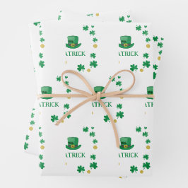 Gepersonaliseerde Saint Patricks Leprechaun Clover Inpakpapier Vel