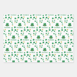 Gepersonaliseerde Saint Patricks Leprechaun Clover Inpakpapier Vel