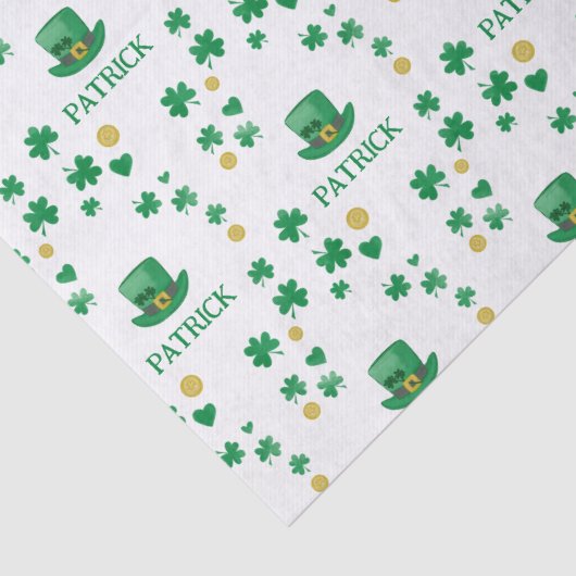 Gepersonaliseerde Saint Patricks Leprechaun Clover Tissuepapier (Detail)
