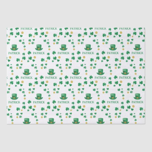 Gepersonaliseerde Saint Patricks Leprechaun Clover Tissuepapier (Voorkant)