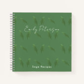 Gepersonaliseerde salie groene bladeren patroon ko notitieboek (Voorkant)