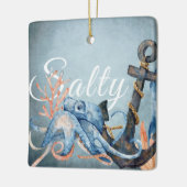 Gepersonaliseerde salty Octopus, kerst met anker o Keramisch Ornament (Links)