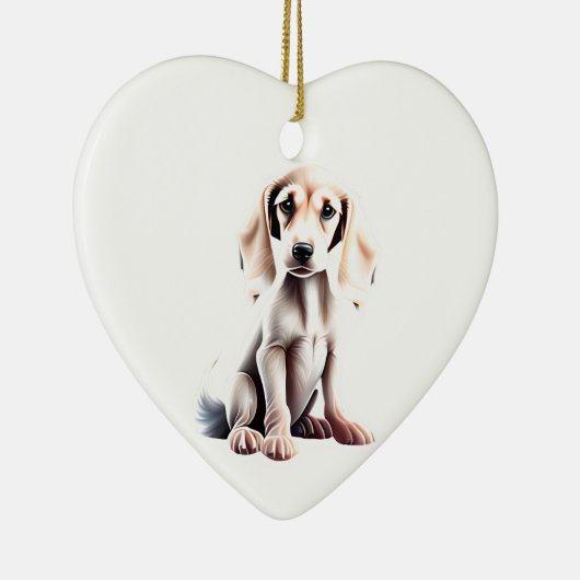Gepersonaliseerde Saluki Puppy Keramisch Ornament (Rechts)