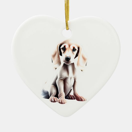 Gepersonaliseerde Saluki Puppy Keramisch Ornament (Voorkant)