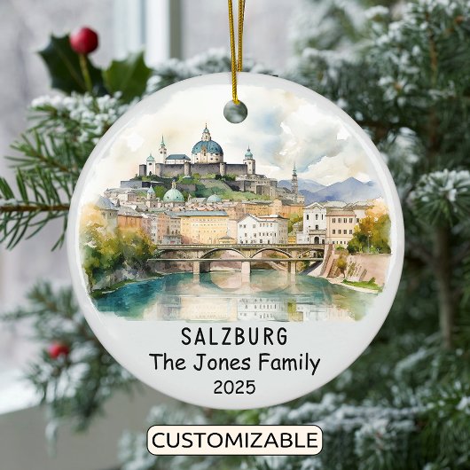 Gepersonaliseerde Salzburg Ornament, Oostenrijk Keramisch Ornament