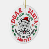 Gepersonaliseerde Samoyed Dog Kerstboom Ronde Keramisch Ornament (Rechts)