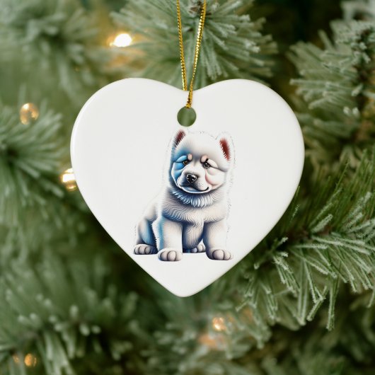 Gepersonaliseerde Samoyed Puppy Keramisch Ornament (Boom)