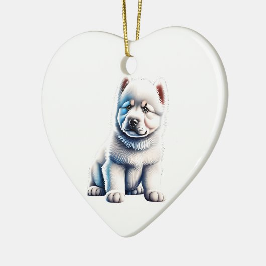 Gepersonaliseerde Samoyed Puppy Keramisch Ornament (Links)
