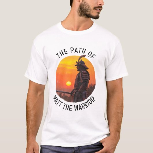 Gepersonaliseerde Samurai Krijger Zon Silhouet T-shirt (Voorkant)