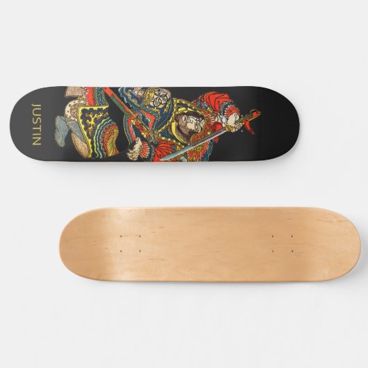 Gepersonaliseerde Samurai Zwart Persoonlijk Skateboard (Horizontaal)