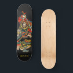 Gepersonaliseerde Samurai Zwart Persoonlijk Skateboard<br><div class="desc">Gepersonaliseerd vet samurai krijger Aziatische kunst zwart skateboard met jouw naam toegevoegd. Weelderige gewaagde kleuren.</div>