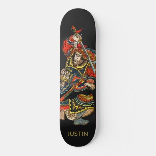 Gepersonaliseerde Samurai Zwart Persoonlijk Skateboard (Voorkant)