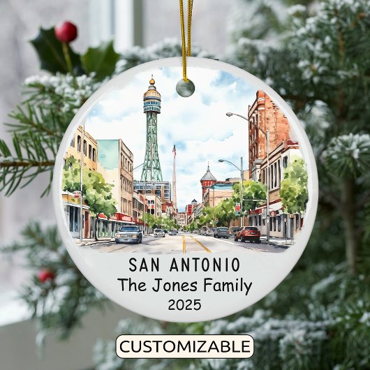 Gepersonaliseerde San Antonio Ornament, Texas Keramisch Ornament