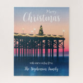 Gepersonaliseerde San Diego Zonsondergang Kerstmis Legpuzzel (Verticaal)