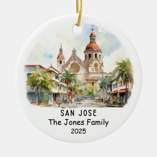 Gepersonaliseerde San Jose Ornament, Californië Keramisch Ornament (Voorkant)