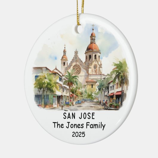 Gepersonaliseerde San Jose Ornament, Californië Keramisch Ornament (Links)